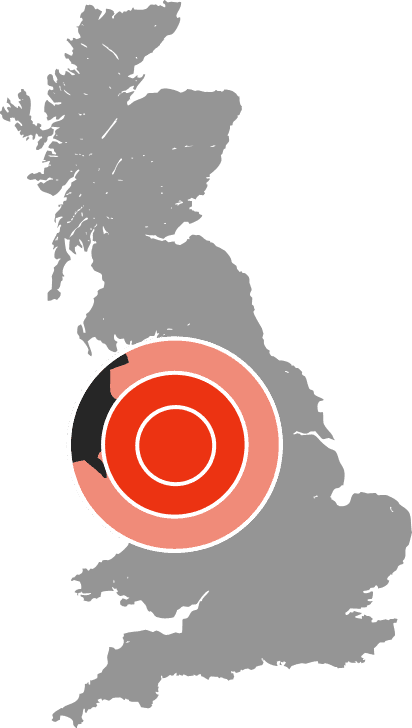 Map of the UK with Manchester area highlighted