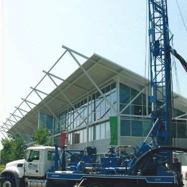 pump truck in front of a building