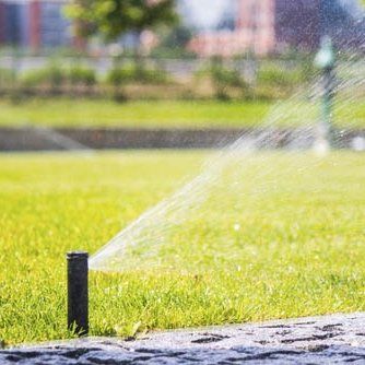 pop up sprinkler watering grass