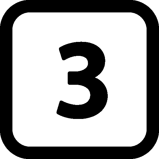 Icon of 3  inside a box