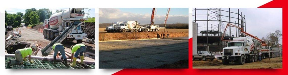 A truck being used in Dillsburg, PA, owned by a ready-mixed concrete supplier