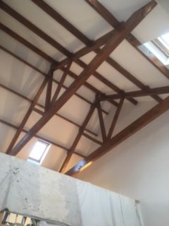 wooden ceiling at the top