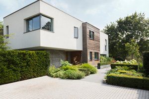 stylish building with stylish garden
