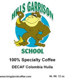 Hills garrison school 100 % specialty coffee decaf colombia huila