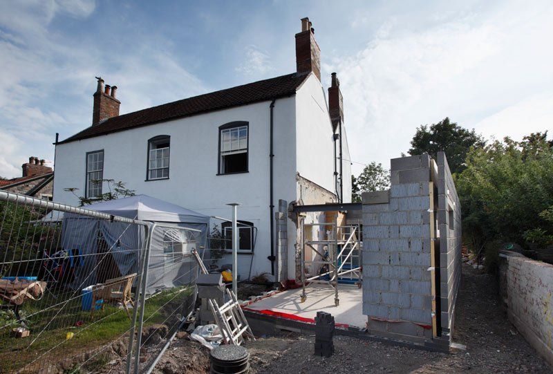 house with an in progress extension