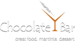 Chocolate Bar logo with a stylized brown martini glass and the words