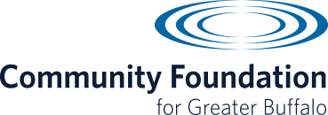 Logo for the Community Foundation for Greater Buffalo: blue concentric circles above black text.
