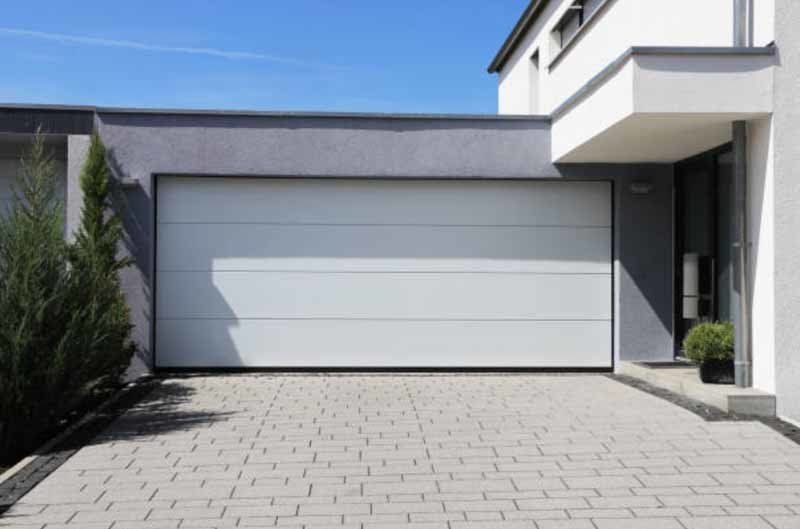 white flush panel design garage door