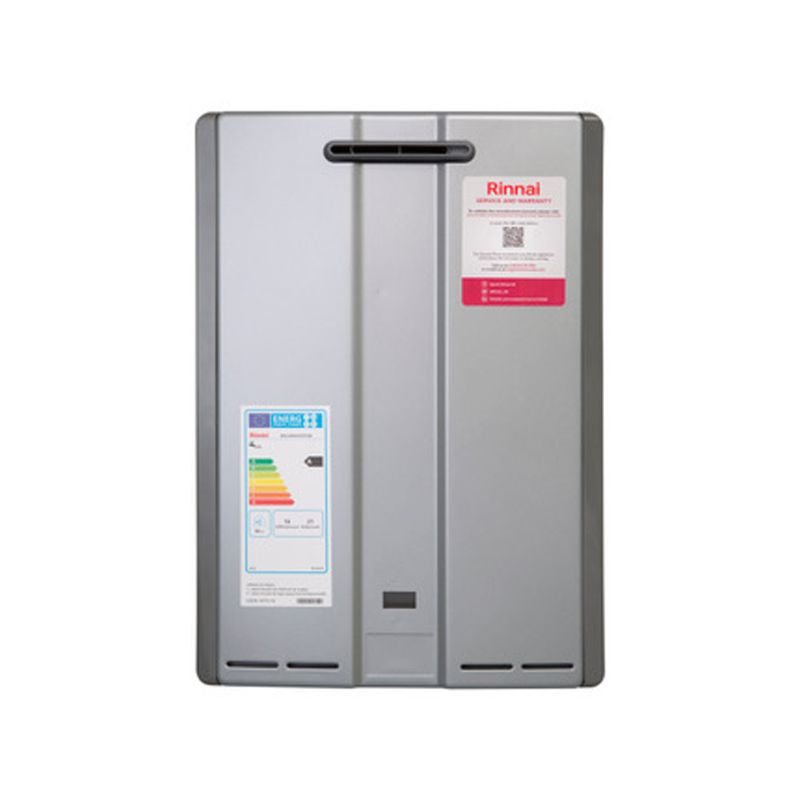 a rinnal water heater is sitting on a white surface .