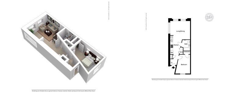 1B-1B Floorplan | Historic Fifth Ward Lofts