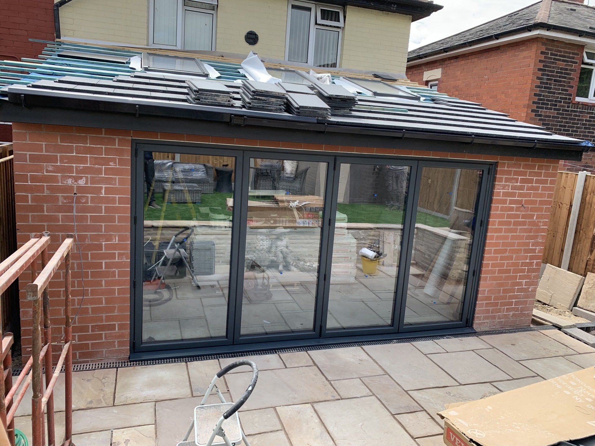 aluminium bifold doors installed in blackley manchester for a building project