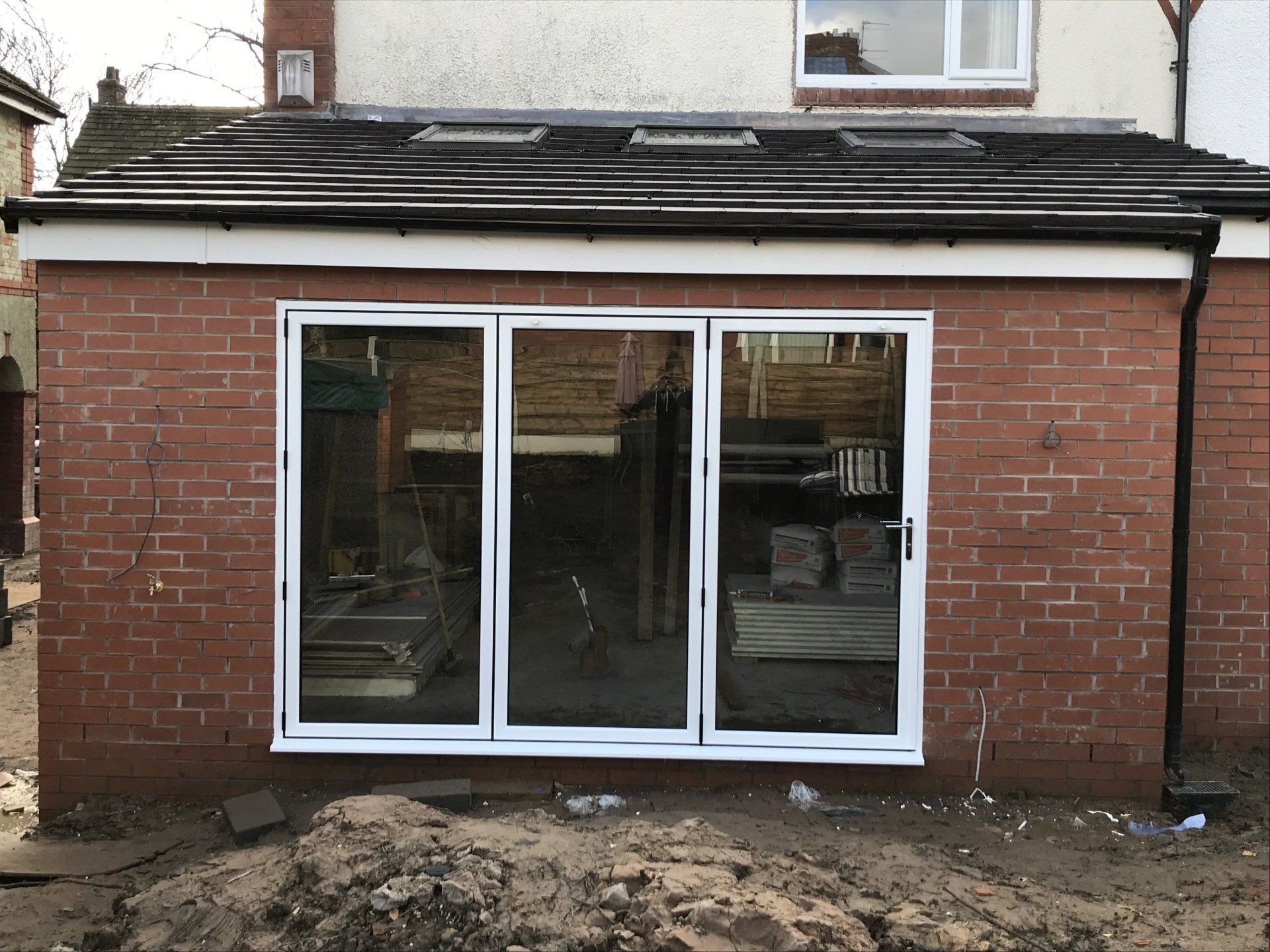 white aluminium bifolding doors