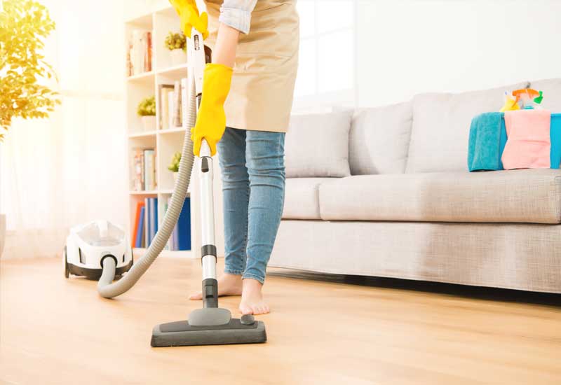 Woman vacuuming