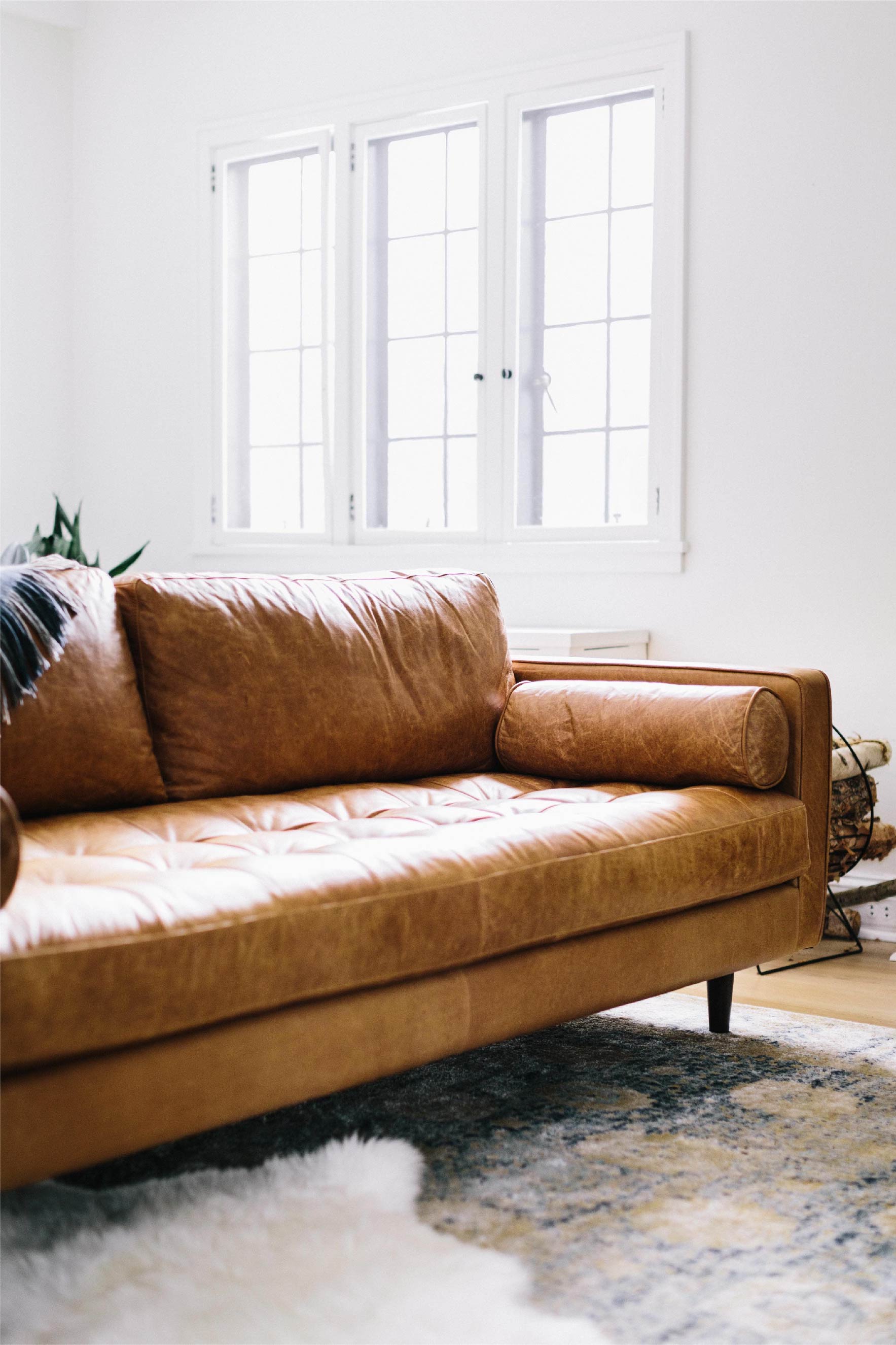 Brown Leather Couch After Cleaning