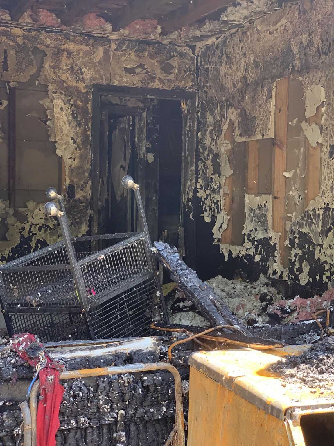 A room that has been damaged by a fire
