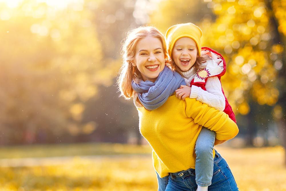 mother and child on an autumn day