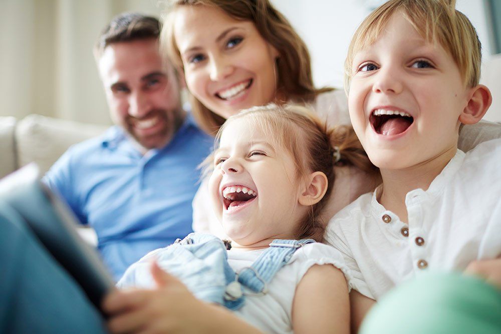 young family playing together