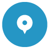 A blue circle with a white circle in the middle.
