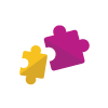 Two puzzle pieces are connected to each other on a white background.