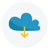 A blue cloud with an arrow pointing down from it.