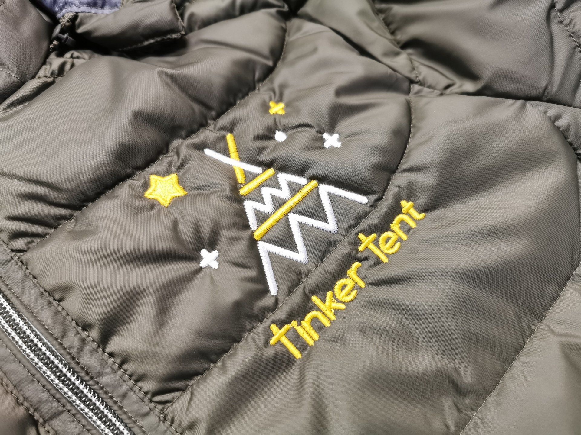 Close up of embroidered logo