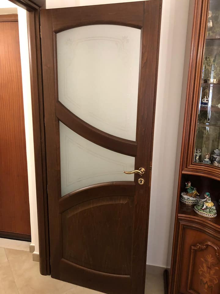 porta da interno in vetro satinato