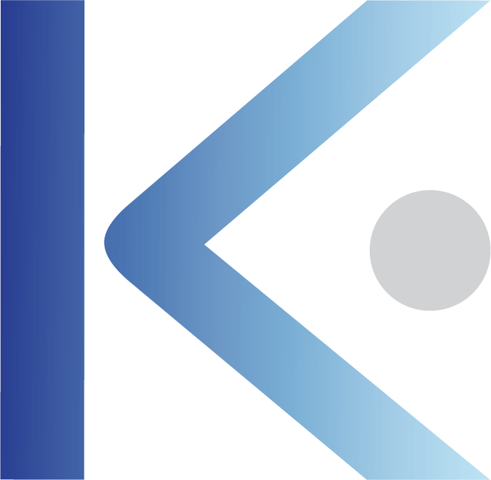 A blue letter k with a circle in the middle on a white background - Korody Business Services Logo