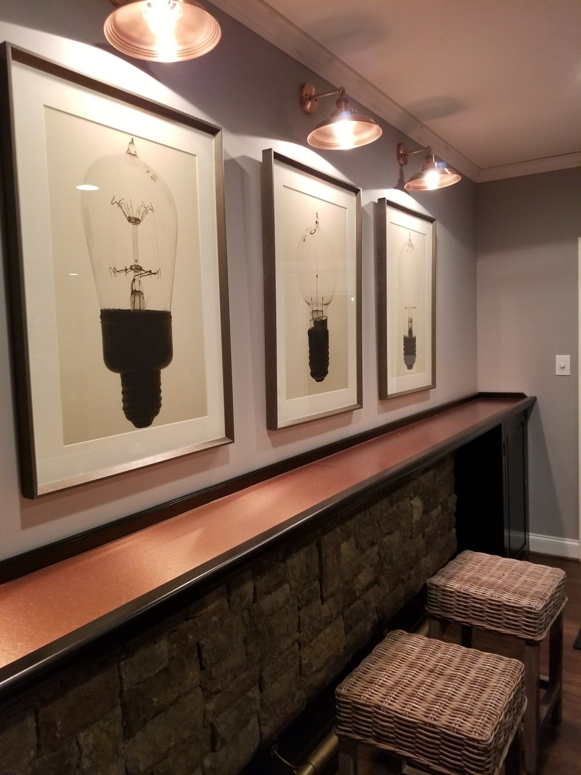 light bulb paintings with retro lighting decorative art display by furniture assembly team