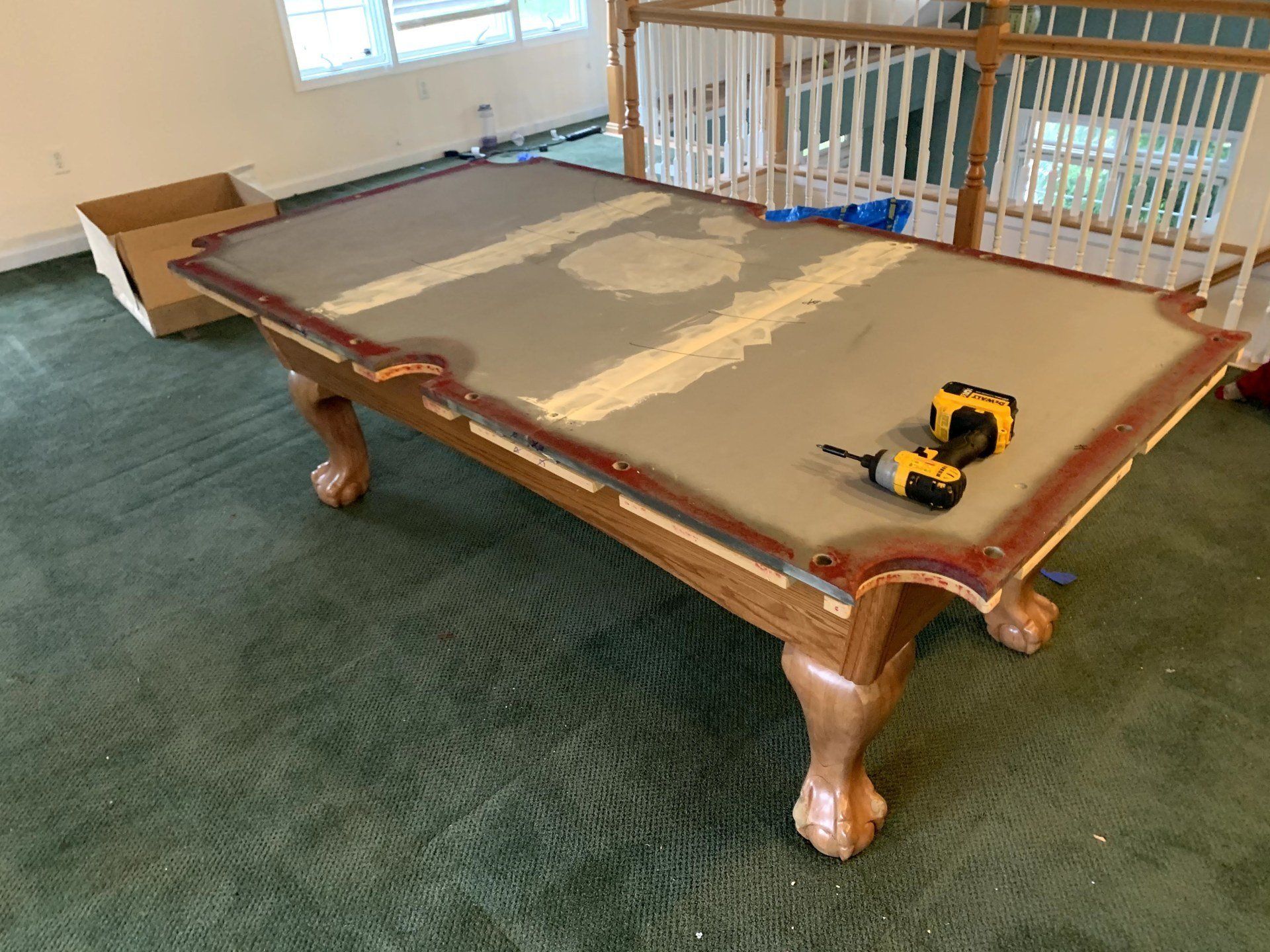 structural components of a 7 foot slate pool table by furniture assembly team