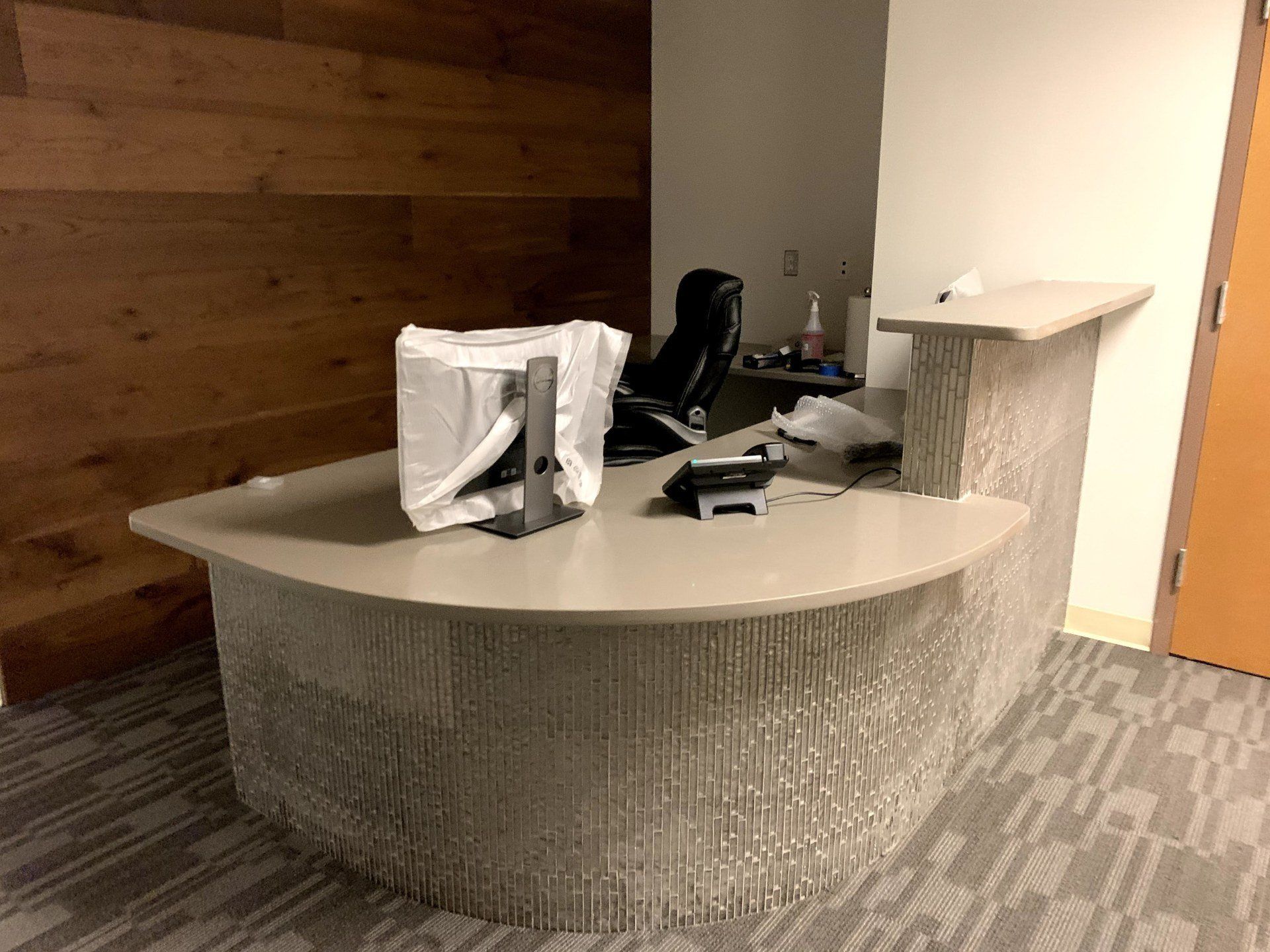 gray textured corner desk by furniture assembly team