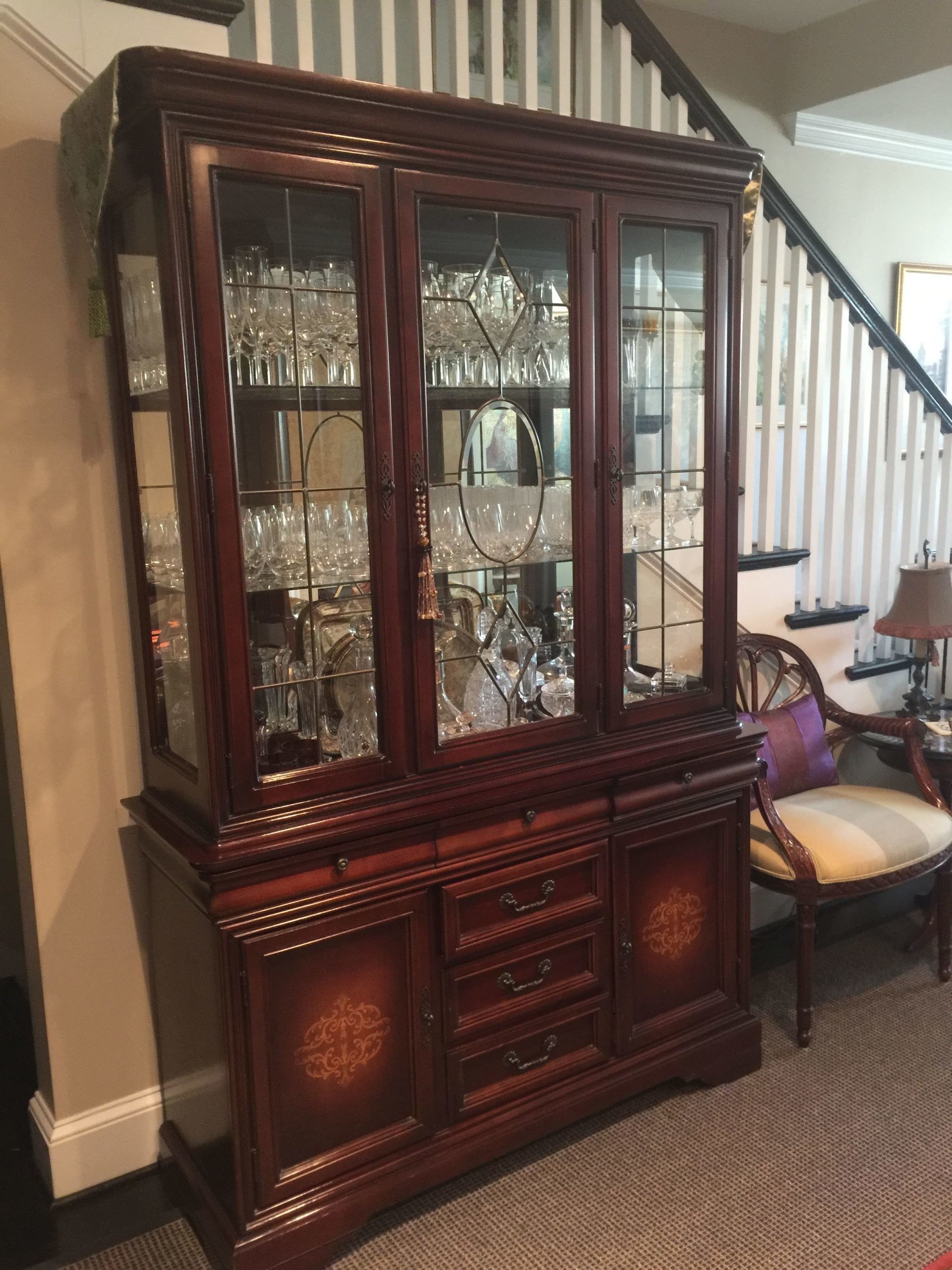 brown wooden display cabinet for crystal china by dismantle furniture