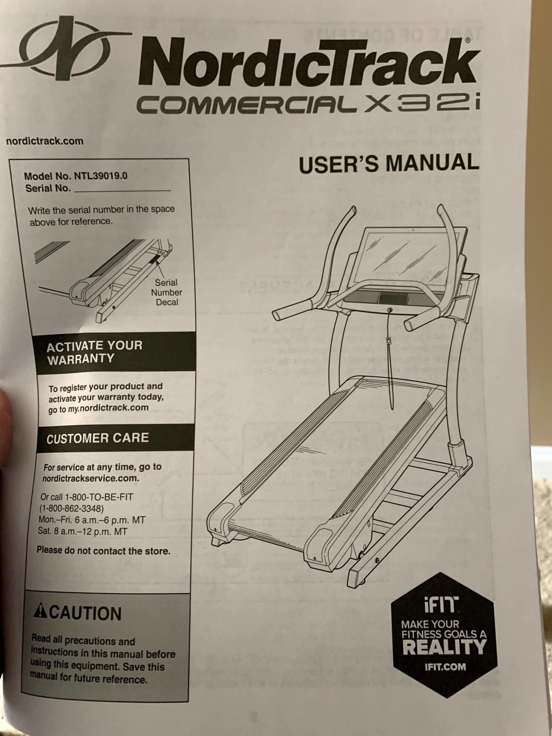 NordicTrack adjustable treadmill user manual and warranty