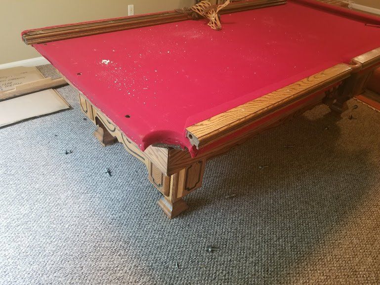 Pool table disassembly process