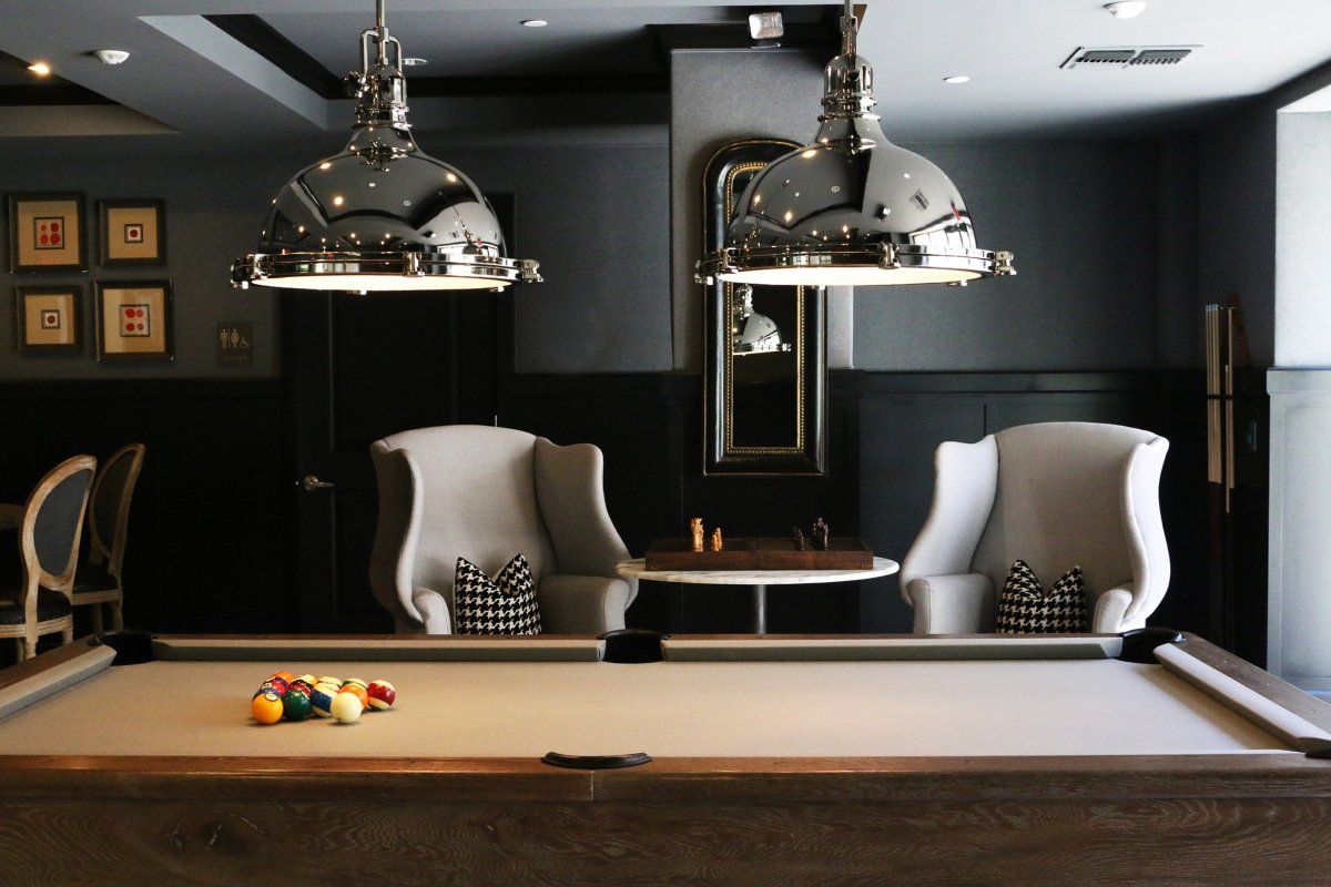 Wood pool table with armchairs disassembly
