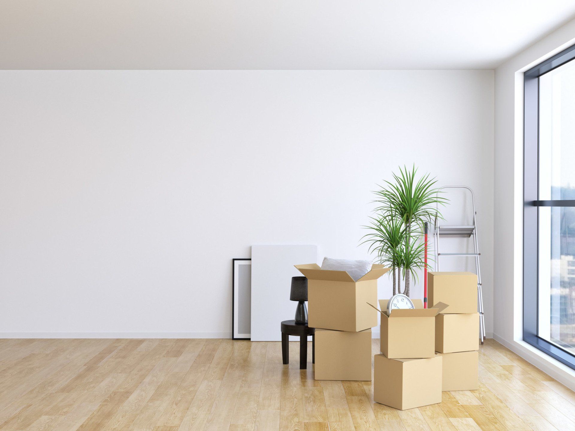 moving boxes in room