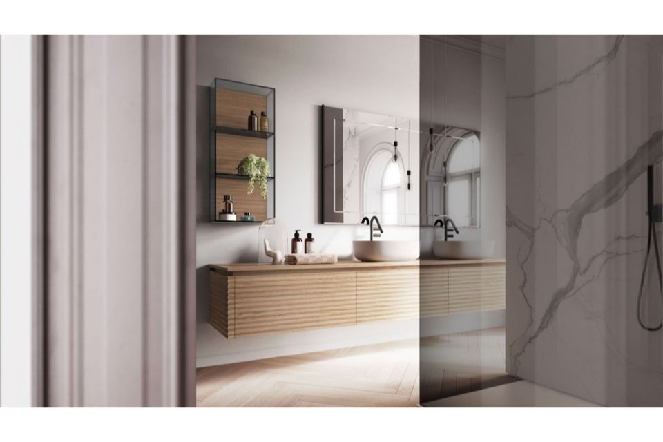mobile bagno sospeso in legno