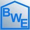 Blaues Haus-Symbol mit dem Text „BWE“.