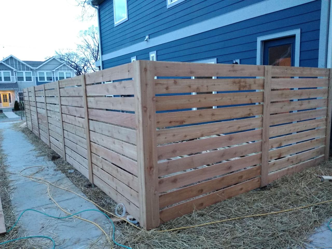 custom designed side panel wooden fence