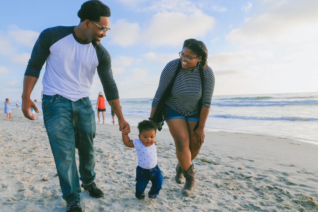 Happy family on the beach