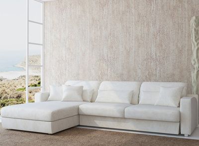 White corner group sofa in a brightly lit