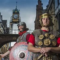 Chester clock with two Roman soldiers