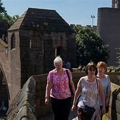 Chester Roman walls Chester Roman walls with woman walking them