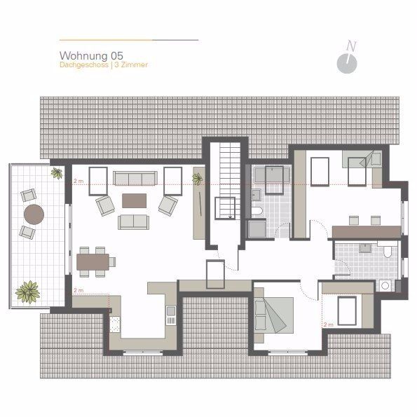 A floor plan of a house with a balcony.