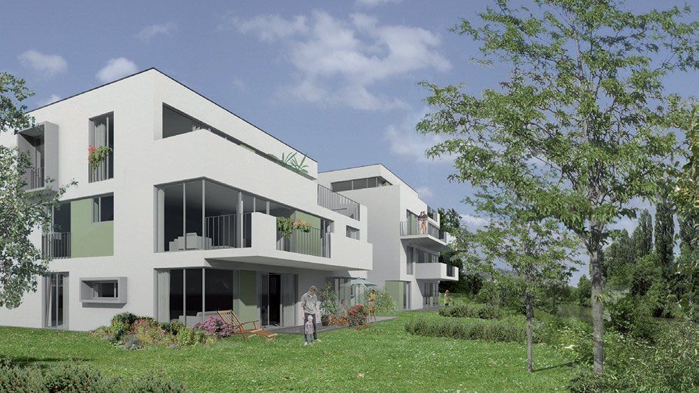An artist 's impression of a modern apartment building