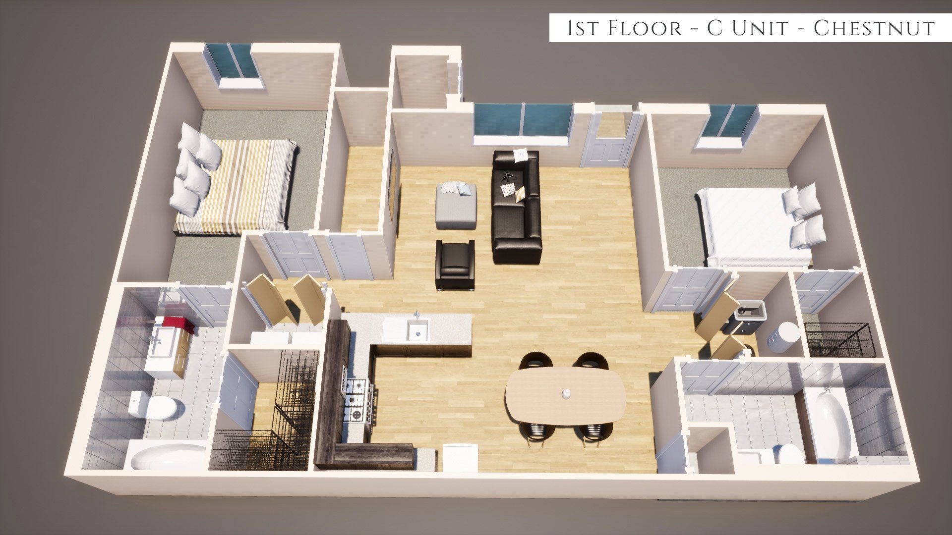 1st Floor C Unit Floor plan, Chestnut