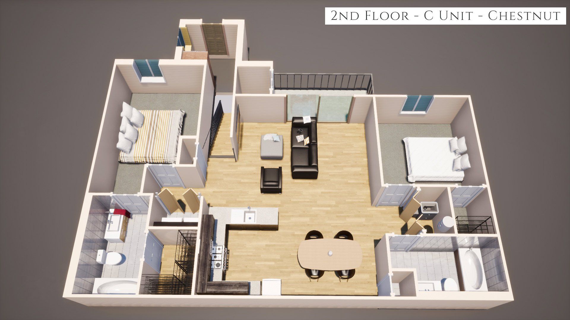 2nd Floor C Unit Floor plan, Chestnut