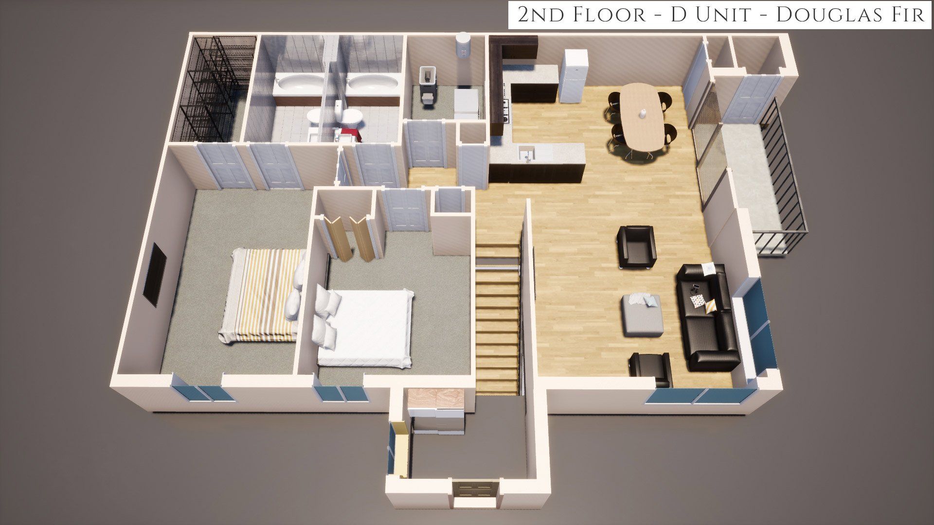 2nd Floor D Unit Floor plan, Douglas Fir