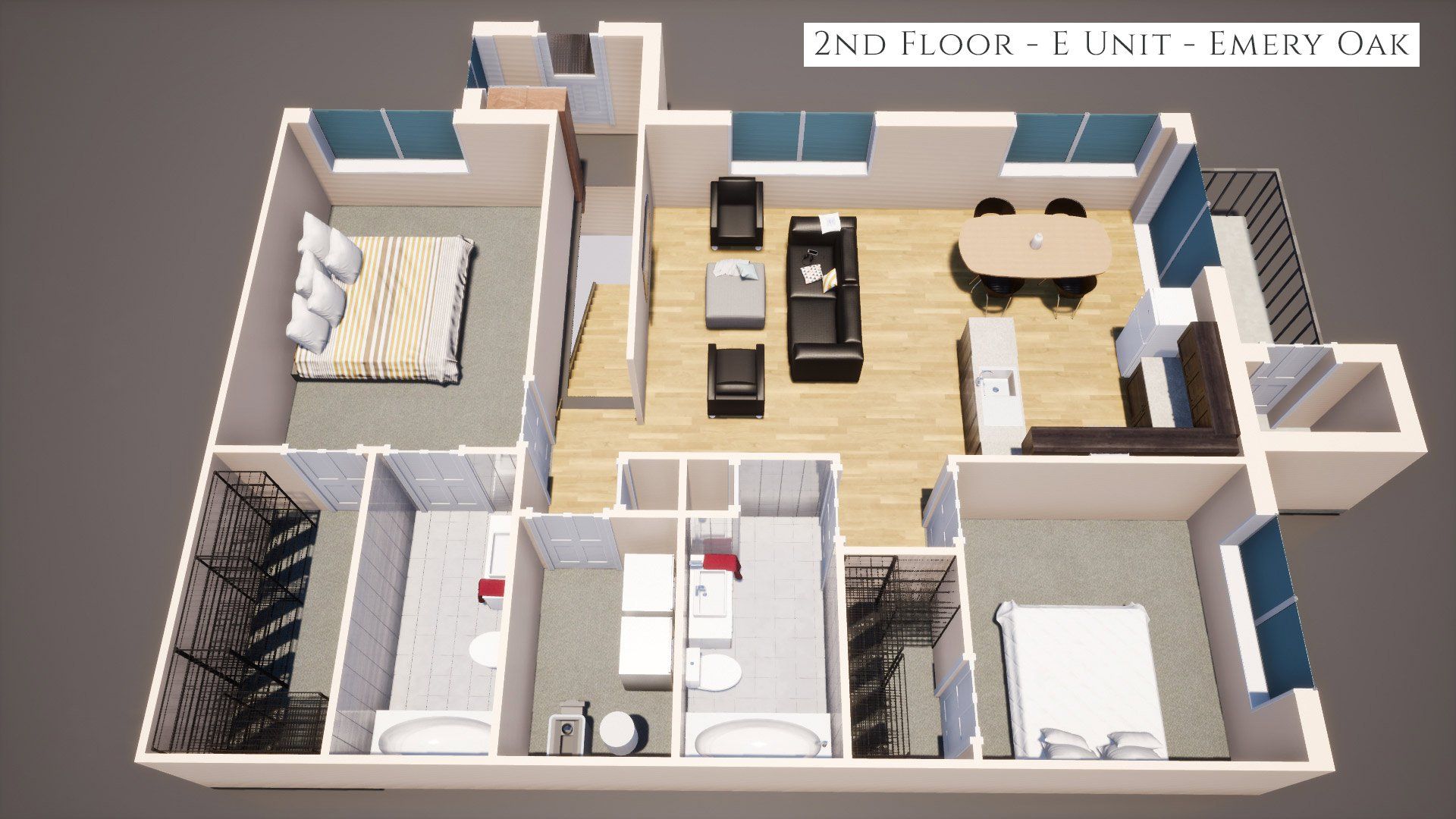 2nd Floor E Unit Floor plan, Emery Oak