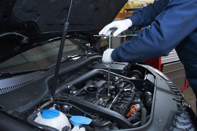 Working on the car's engine