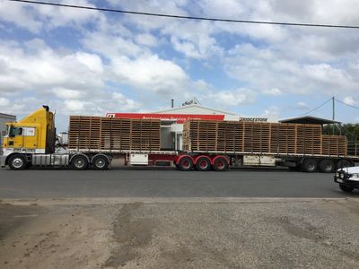 Truck With Timber Pallets — Pallet Supplier in North Rockhampton, QLD Truck With Timber Pallets — Pallet Supplier in North Rockhampton, QLD